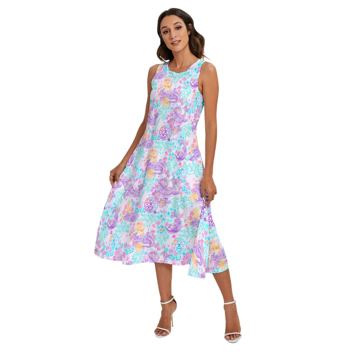 Purple Dragon Flower Power - Women’s Diagonal Pocket Midi Dress