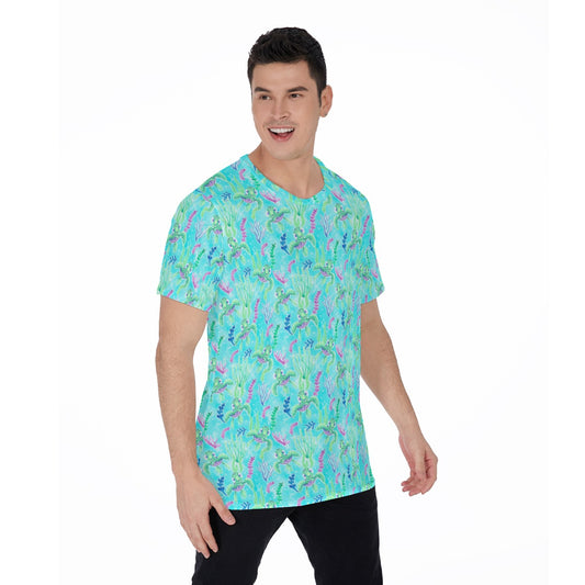 Neon Floral Baby Turtle - Men's Short Sleeve T-Shirt