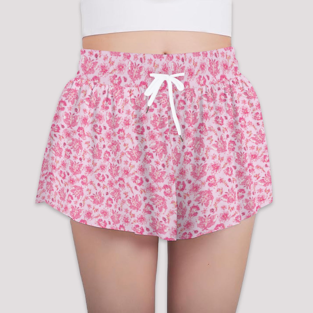 Pink Mushroom Moths - Girls’ Flowy Pocket Shorts