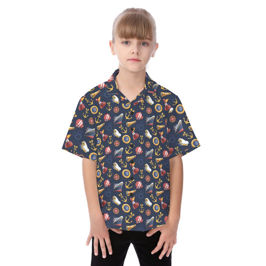 Cruise Mouse Ear Icons - Kid's Hawaiian Button Up Shirt