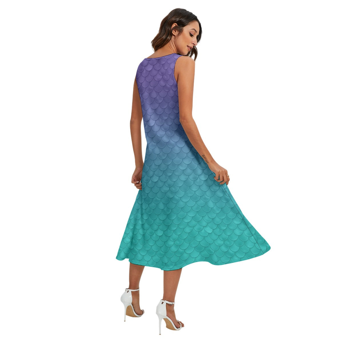 Dreamy Mermaid Scales - Women’s Diagonal Pocket Midi Dress