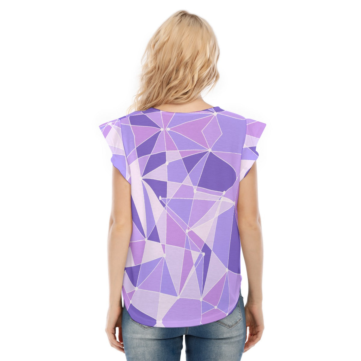 Geometric Purple Wall - Women’s Flutter Sleeve Top