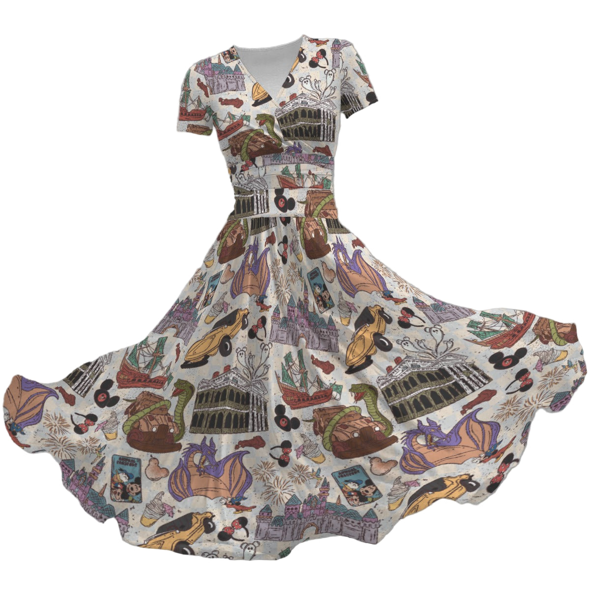 West Coast DLR - Women's V-Neck Ruched Midi Dress