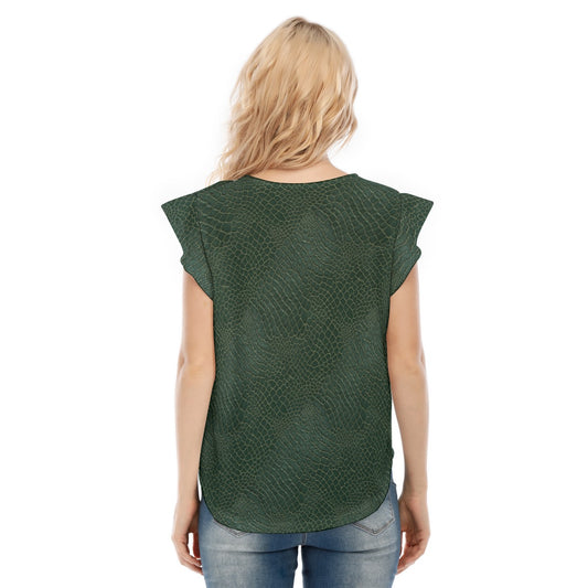 Animal Print - Alligator - Women’s Flutter Sleeve Top