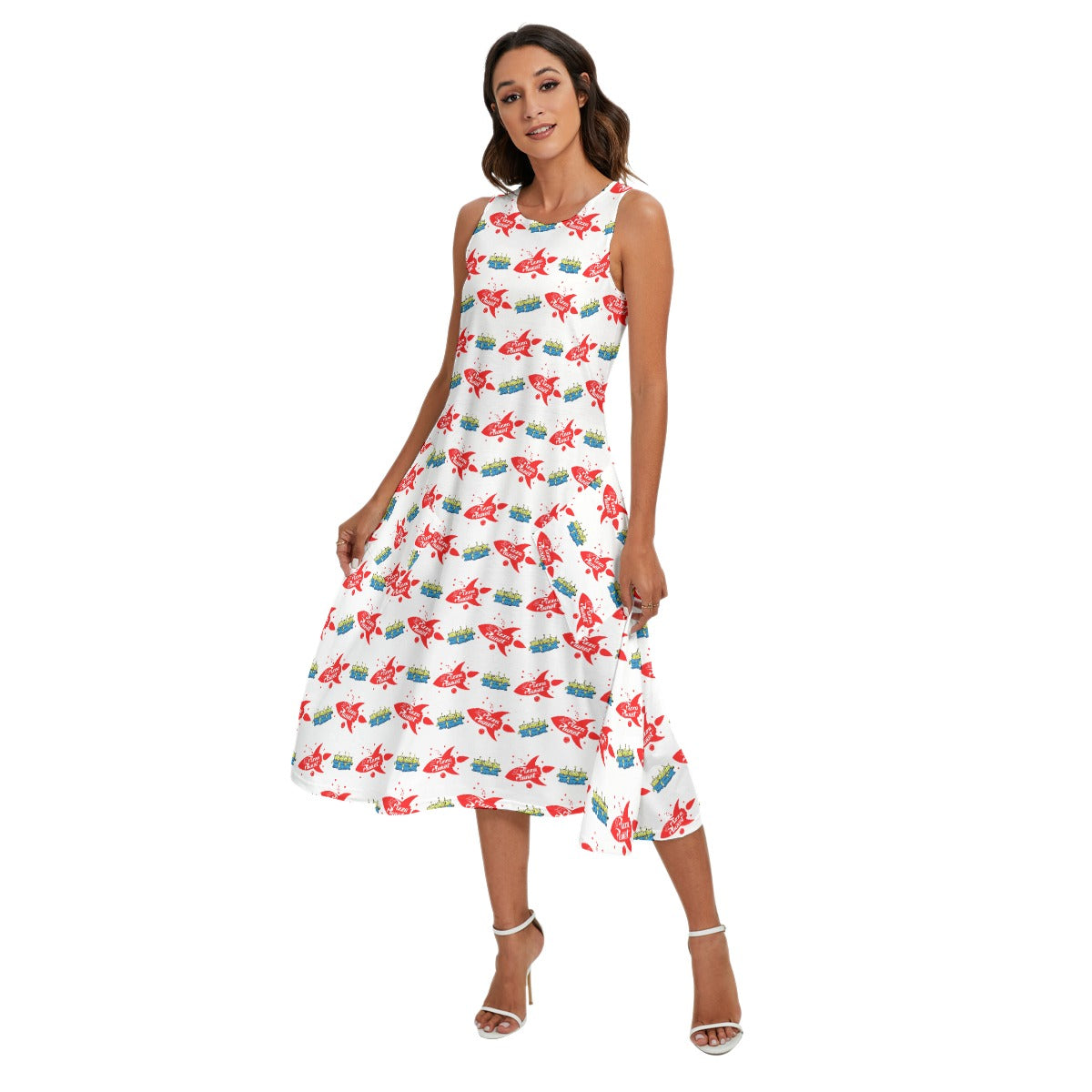 Galactic Rocket Party - Women’s Diagonal Pocket Midi Dress