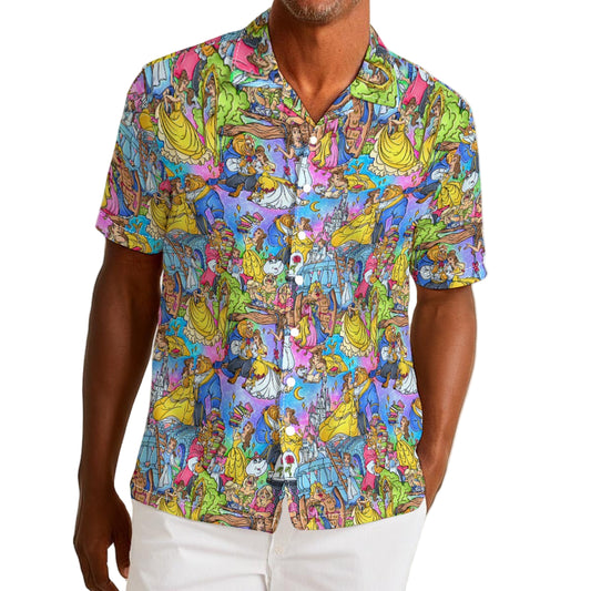 Enchanted Tale Storybook Scenes - Men’s Cotton-Rich Button Up Shirt