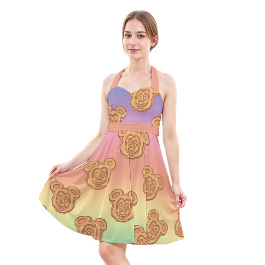 Rainbow Mouse Waffles - Women's Halter Vintage Pocket Dress