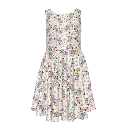 Daisy Crown Delight - Kid's Sleeveless Skater Dress