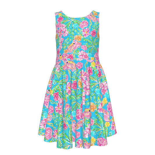 Flamingo Fiesta - Kid's Sleeveless Skater Dress
