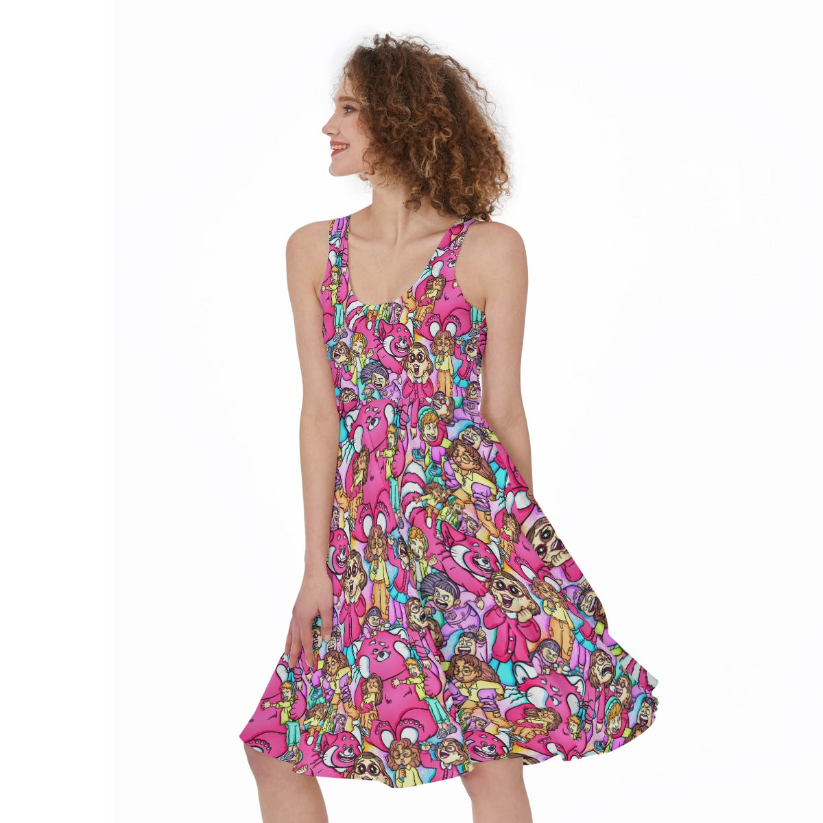 Red Panda Chaos Scenes - Pocket Midi Skater Dress