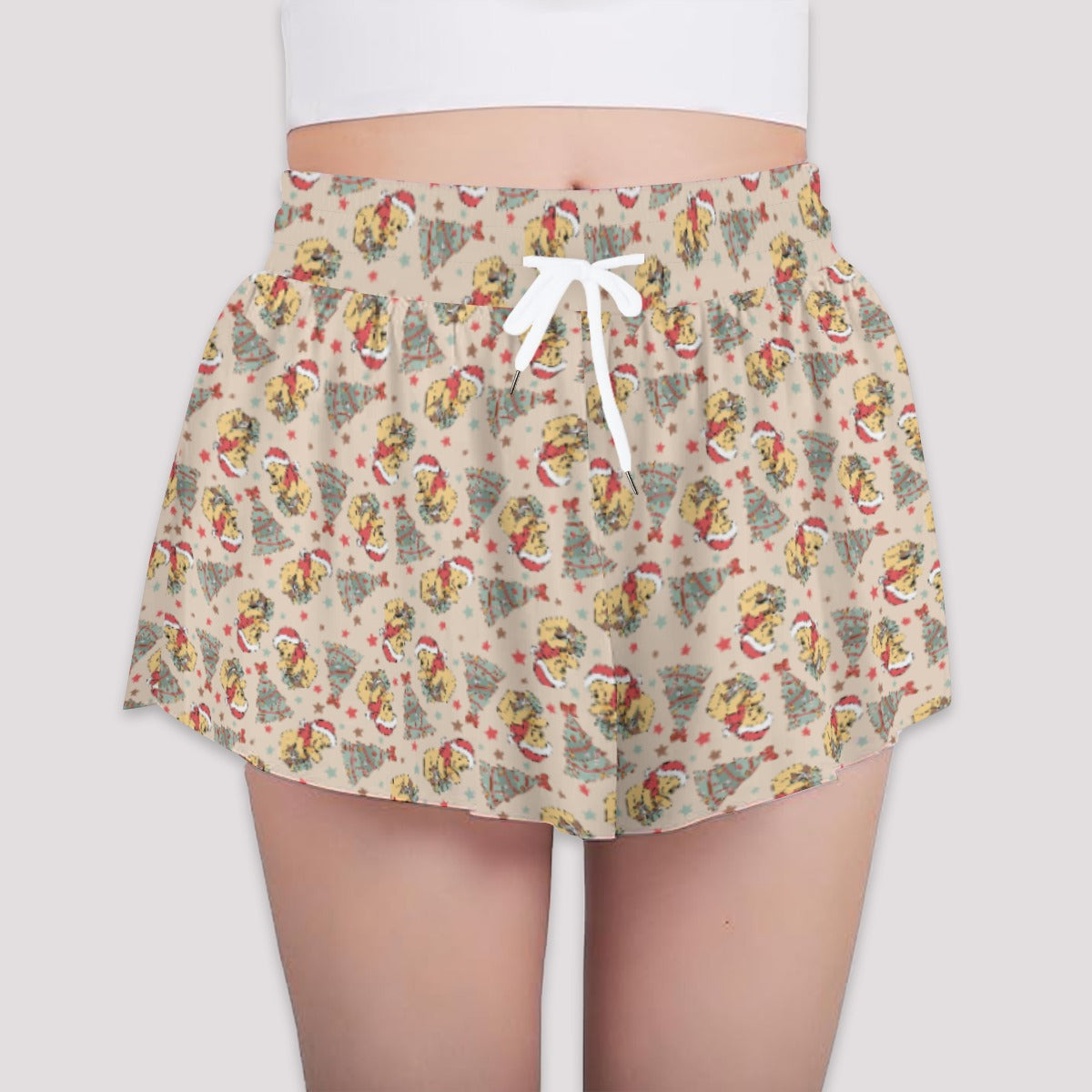 Cozy Bear Holiday Cheer - Girls’ Flowy Pocket Shorts