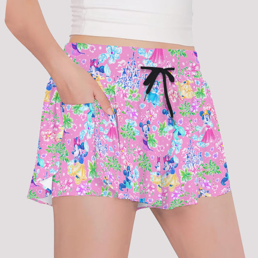 Princess Palm Party - Girls’ Flowy Pocket Shorts