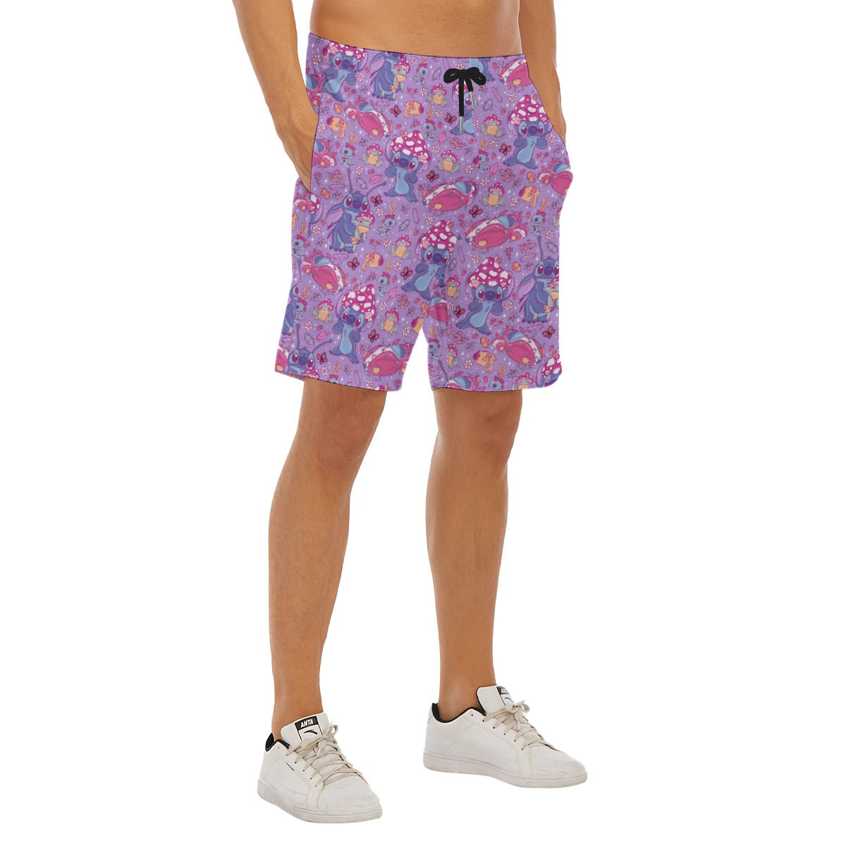 Blue Alien Mushroom Mischief - Men’s Pocket Beach Shorts