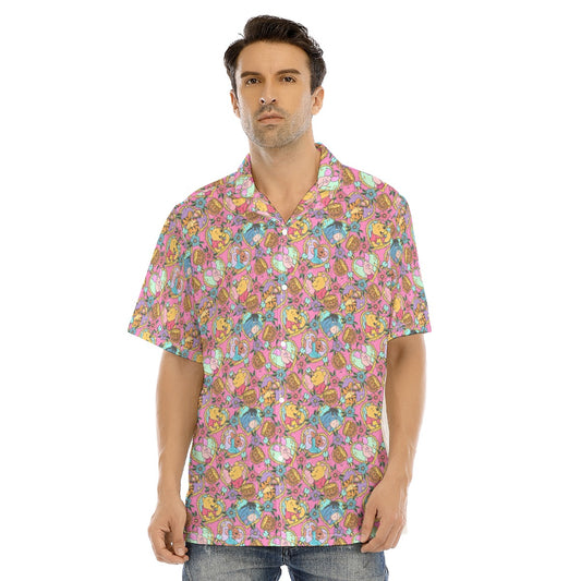 Tattoo Hearts Woodland Friendsends - Men's Hawaiian Button Up Shirt