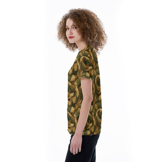 Animal Print - Snake - Women's Short Sleeve V-Neck T-Shirt
