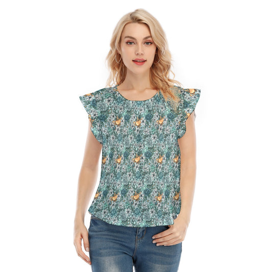 Fairytale Florals - Arabian Princess - Women’s Flutter Sleeve Top