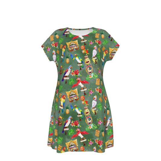 Orange Bird & Tiki Friends - Women's T-Shirt Dress