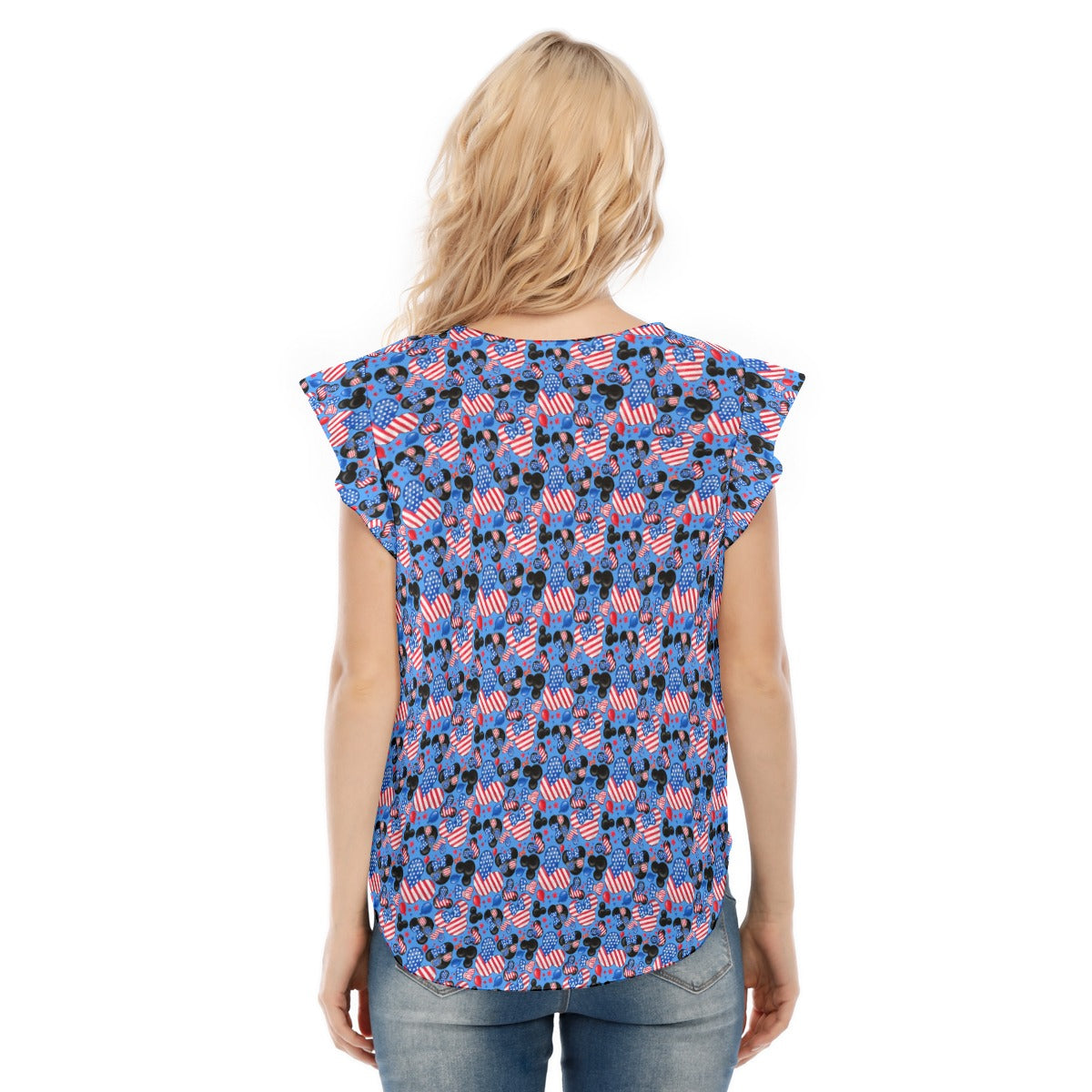 Mouse Fourth of July Celebration - Women’s Flutter Sleeve Top