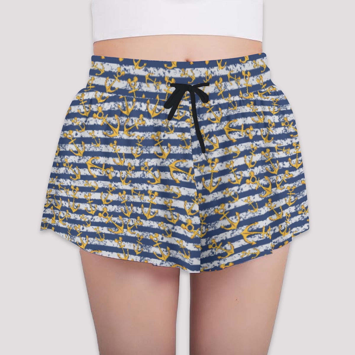Nautical Mouse Ear Anchors - Girls’ Flowy Pocket Shorts
