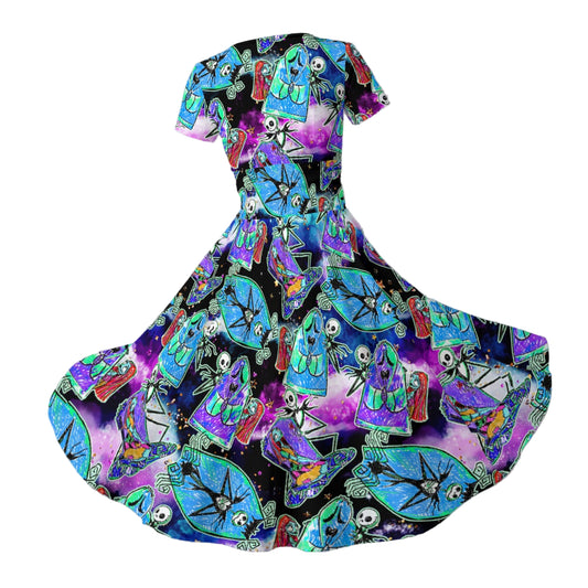 Haunting Romance Sketch - Women's V-Neck Ruched Midi Dress