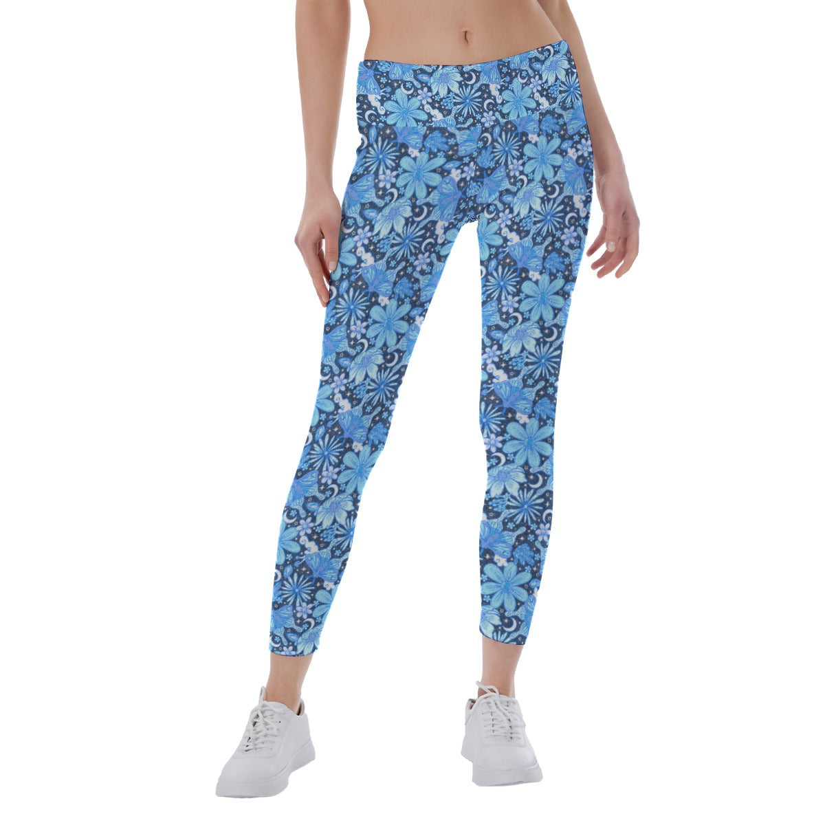 Blue Crystal Moths - Women's Yoga Leggings