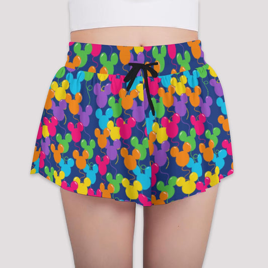 Bright Mouse Ear Balloons - Girls’ Flowy Pocket Shorts