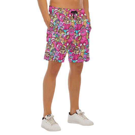 Red Panda Chaos Scenes - Men’s Pocket Beach Shorts