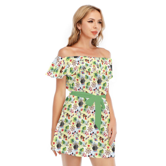 Pirate Night Cruise - Women's Off-shoulder Ruffle Dress
