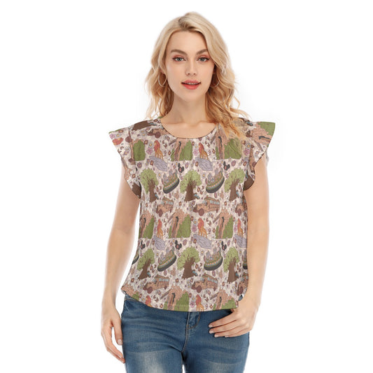 Hand Drawn AK - Women’s Flutter Sleeve Top