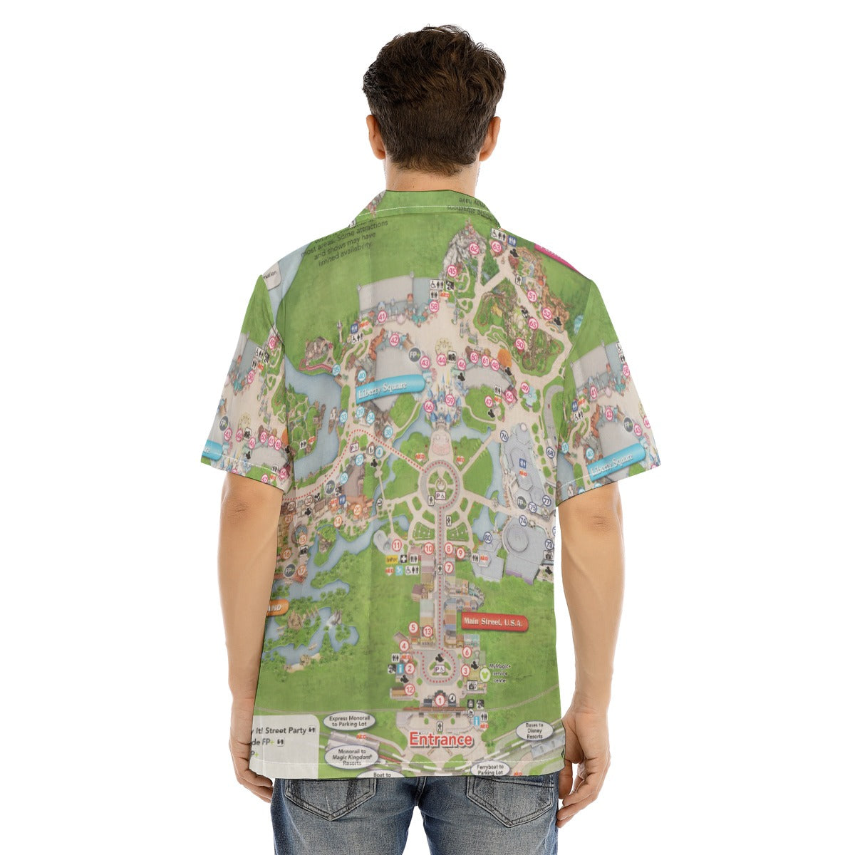 Magic Kingdom Map - Men's Hawaiian Button Up Shirt