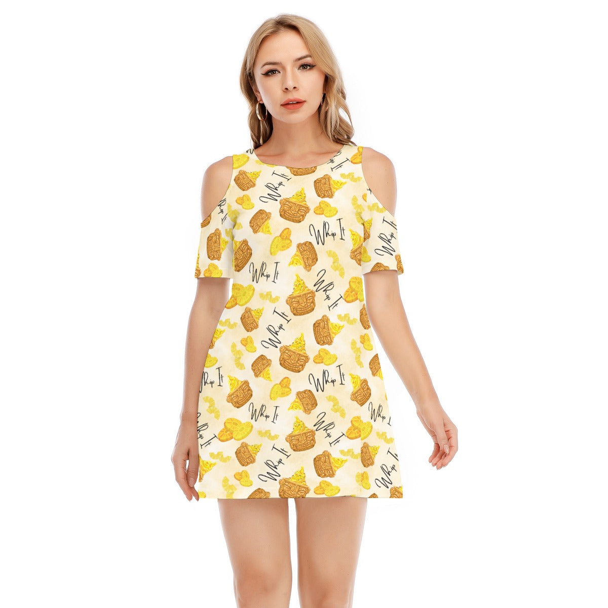Pineapple Whip It! - Women's Cold Shoulder Cotton Dress
