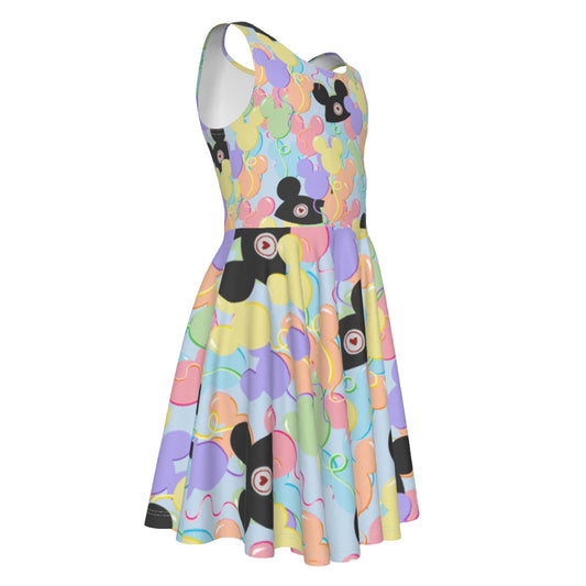 Pastel Mouse Ear Balloons- Kid's Sleeveless Skater Dress
