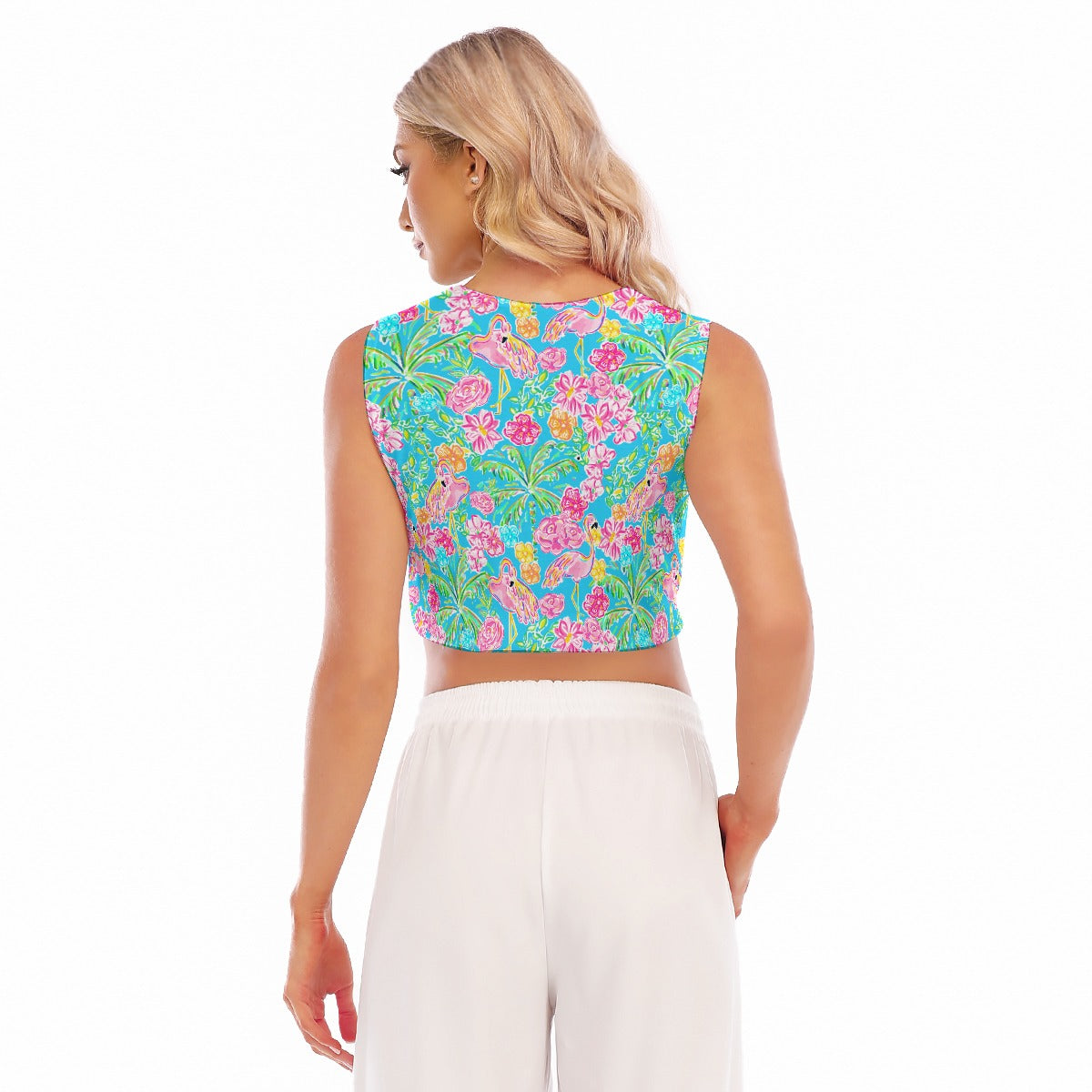 Flamingo Fiesta - Women’s Sleeveless Cropped Tee