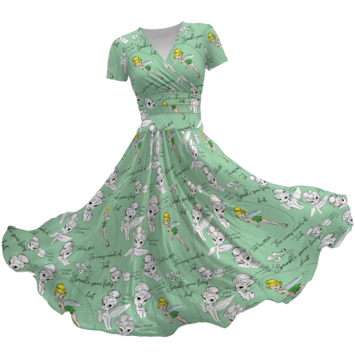 Drawing Pixie Fairy - Women's V-Neck Ruched Midi Dress