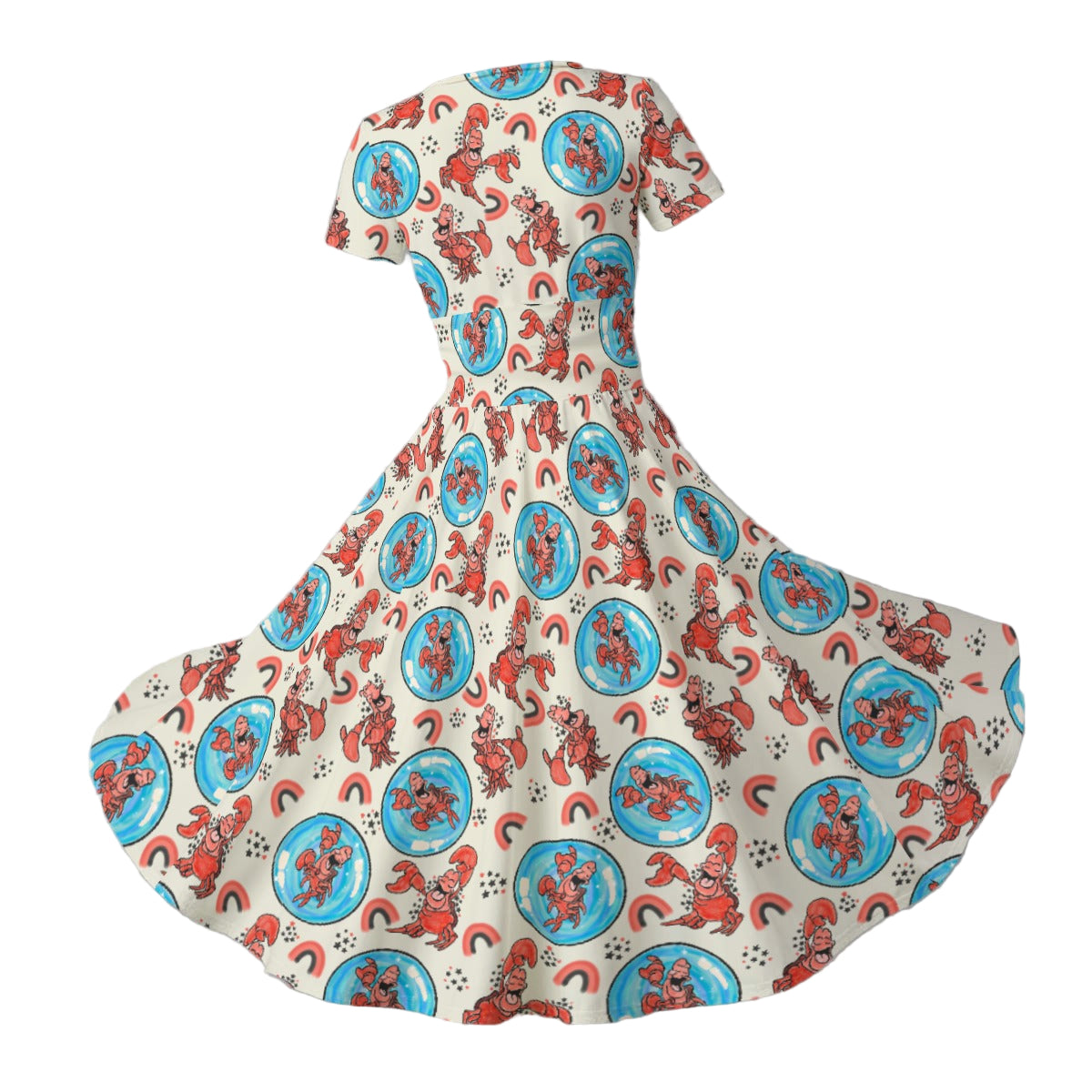 Joyful Crab by the Sea - Women's V-Neck Ruched Midi Dress