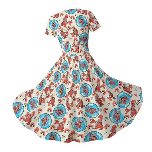 Joyful Crab by the Sea - Women's V-Neck Ruched Midi Dress