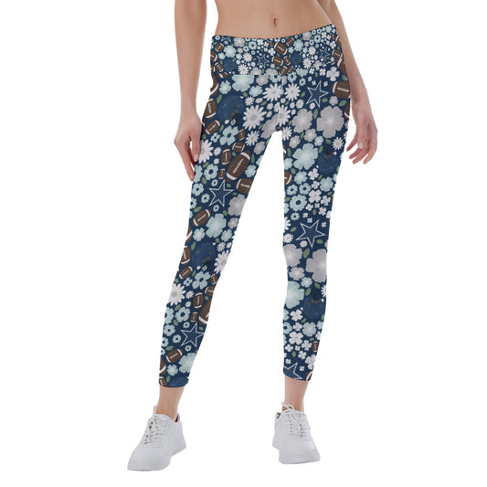 Blue Star Blooms - Women's Yoga Leggings