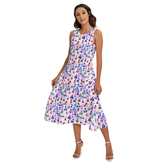 Princess And Classic Animation Silhouettes - Women’s Diagonal Pocket Midi Dress