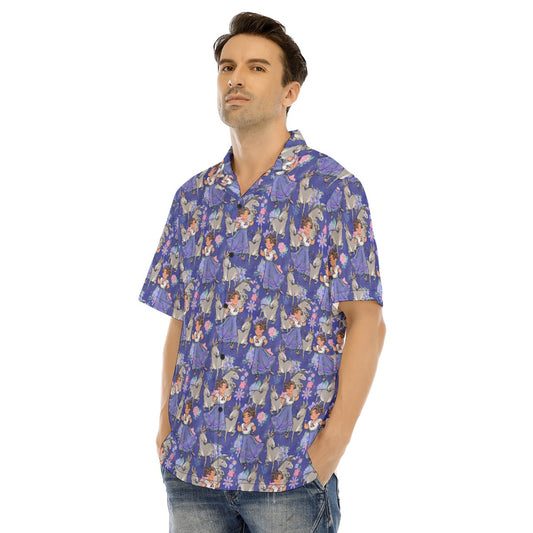 Whimsical Strong Heroine - Men's Hawaiian Button Up Shirt