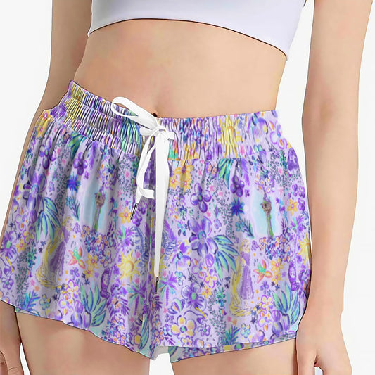 Bright Tropical Princess - Tower Light Festival - Women's Flowy Pocket Shorts