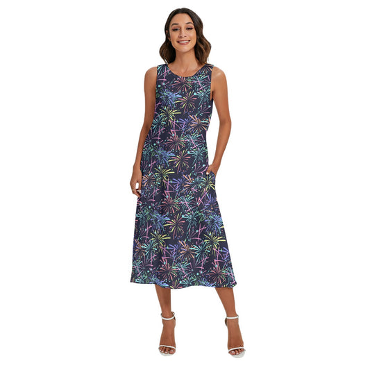 Fireworks - Women’s Diagonal Pocket Midi Dress