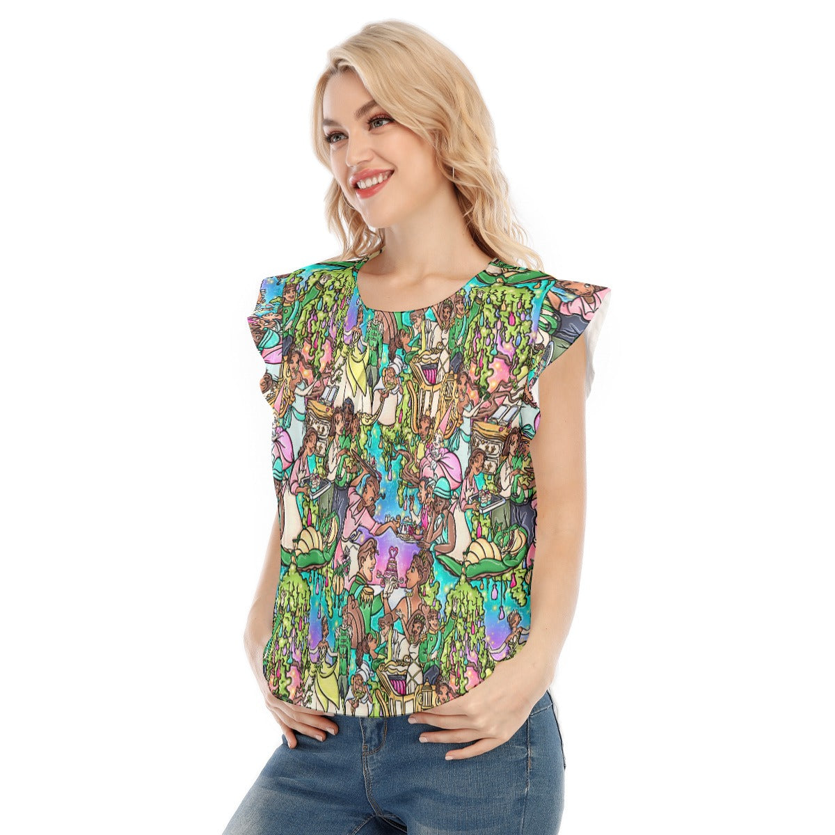 Bayou Princess Storybook Scenes - Women’s Flutter Sleeve Top