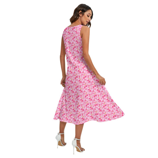 Fruitimals - Cherry Kittens - Women’s Diagonal Pocket Midi Dress