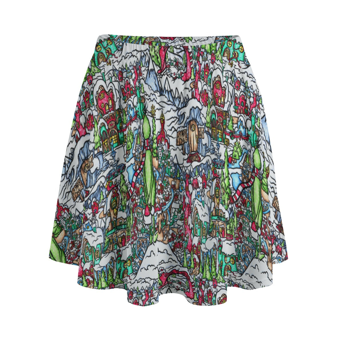 Whimsical Village Winter Wonderland - Women's Pocket Skater Skirt