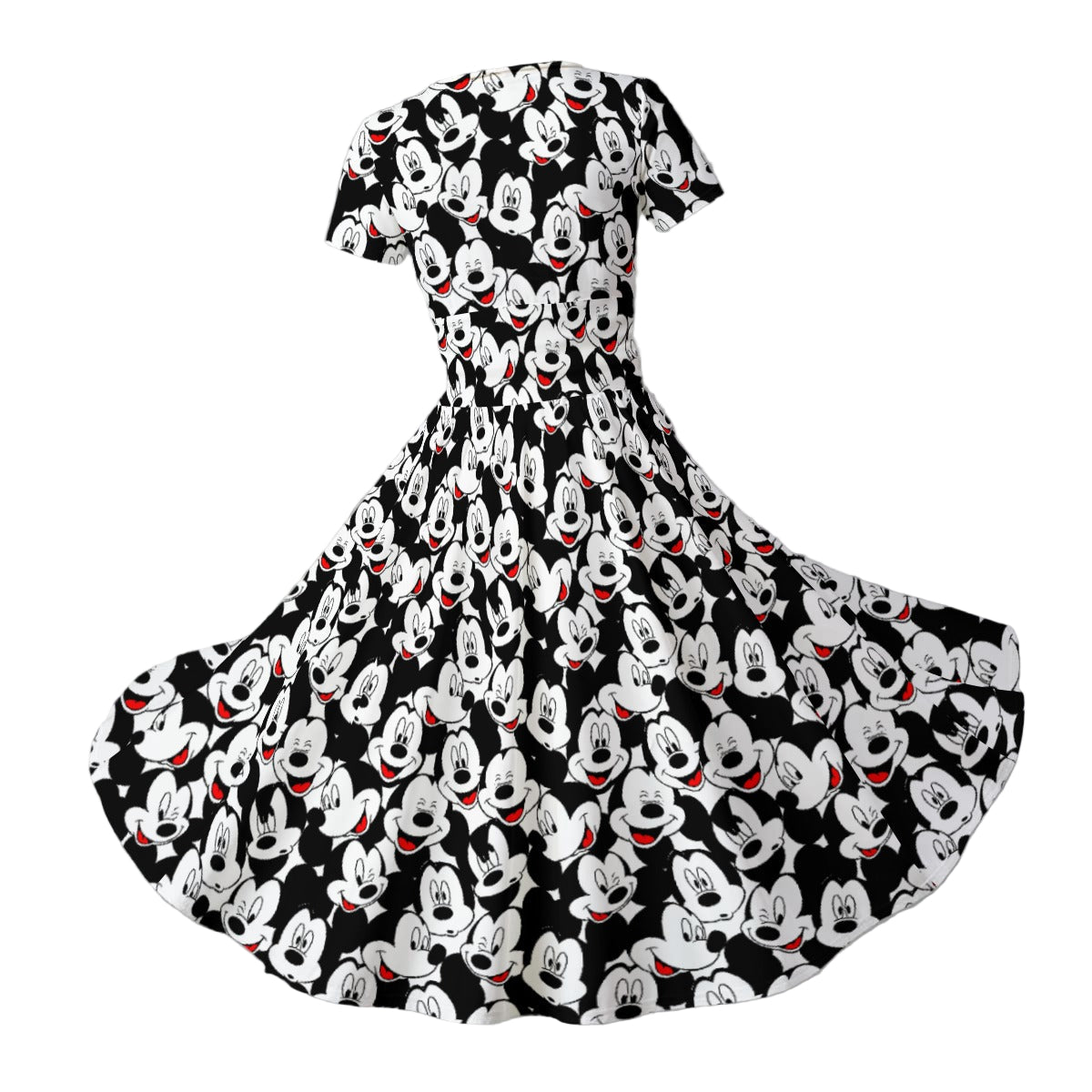 Many Faces of Classic Mouse - Women's V-Neck Ruched Midi Dress