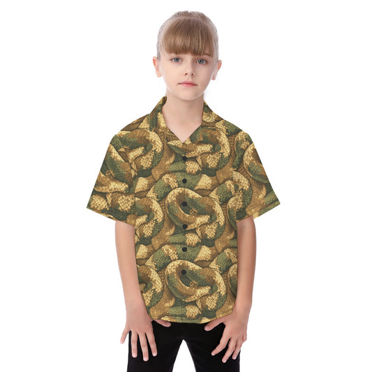 Animal Print - Snake - Kid's Hawaiian Button Up Shirt