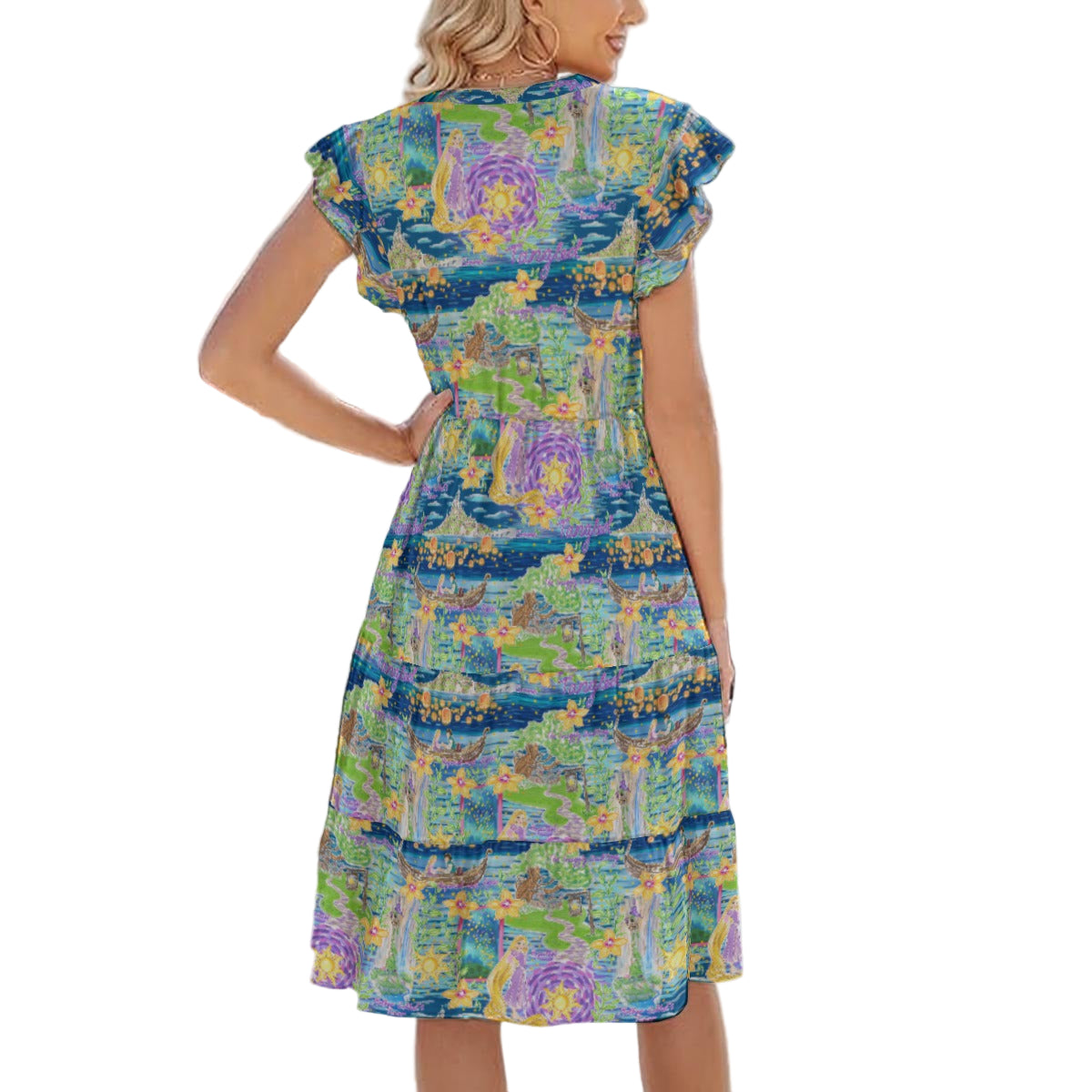 Lantern Festival Glow - Women's Tiered Pocket Midi Dress