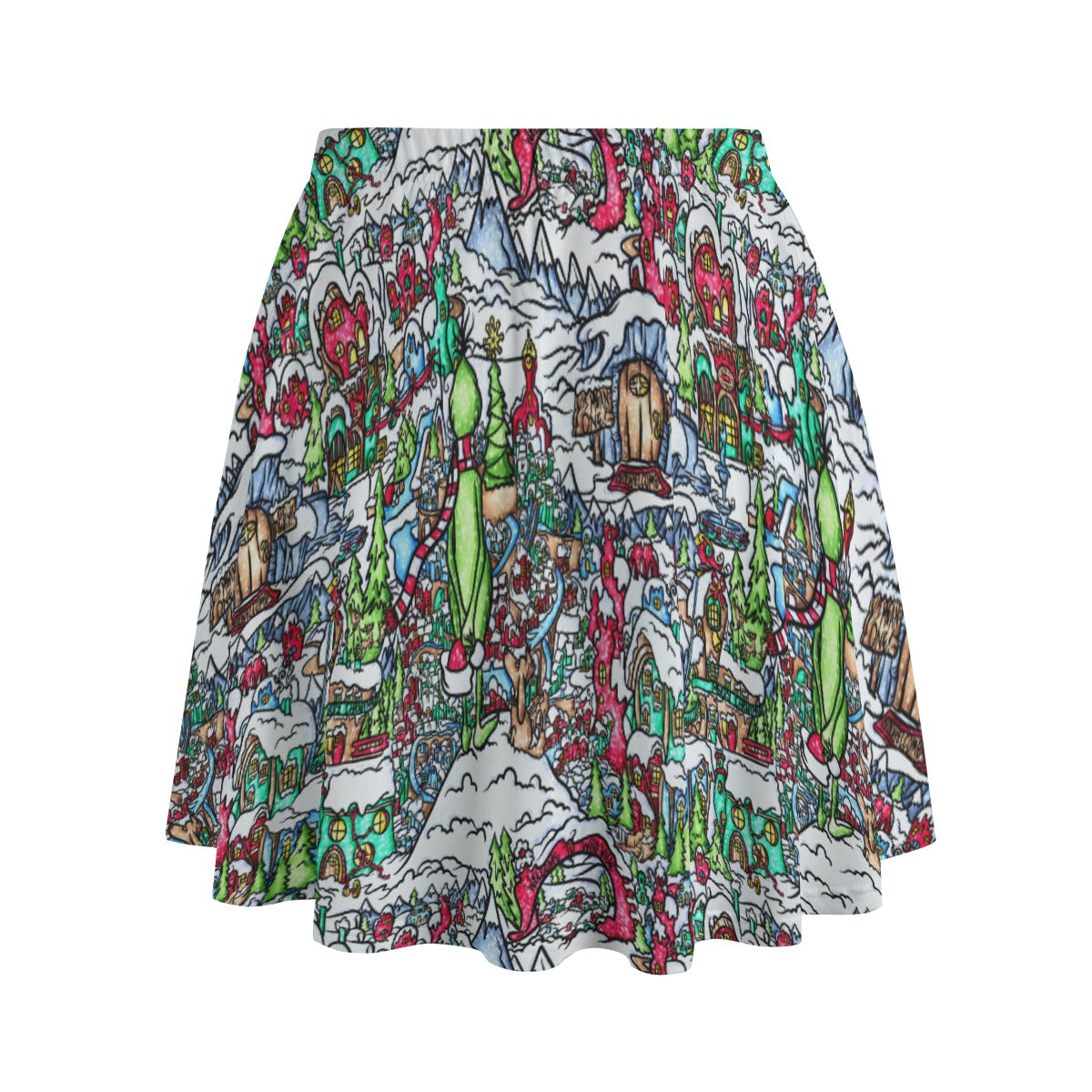 Whimsical Village Winter Wonderland - Women's Pocket Skater Skirt
