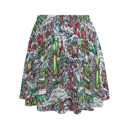 Whimsical Village Winter Wonderland - Women's Pocket Skater Skirt