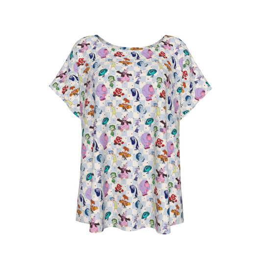Blue Check Emotional Spectrum - Women’s Relaxed Fit Scoop Tee